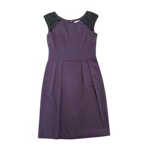 Eliza J Womens dress plum purple with black lace bead detail Size 6P
